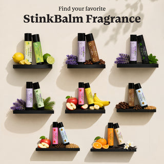 StinkBalm Fruit Basket 2 Pack | Apple and Banana Odor Blocking Nose Balm